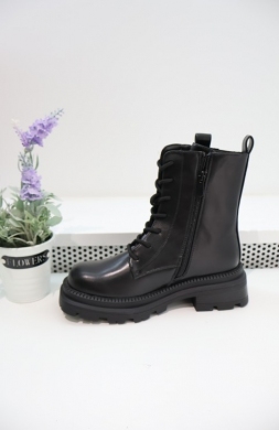 Botki damskie ocieplane na płaskim (36-41) BM137 BLACK