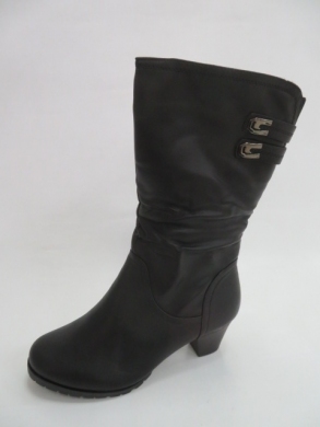 Kozaki damskie ocieplane na obcasie (39-41) 88177-57 BLACK