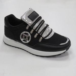 Buty sportowe damskie na płaskim (36-41) 7885 BLACK/SILVER