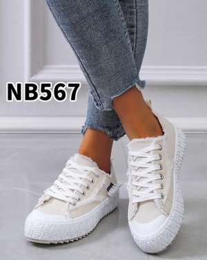 Trampki damskie na płaskim (36-41) NB567 WH/BEIGE