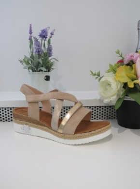 Sandały damskie na koturnie (36-41) F6183 BEIGE