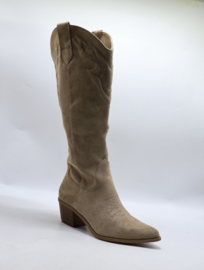 Kozaki damskie na obcasie (36-41) 7678A KHAKI