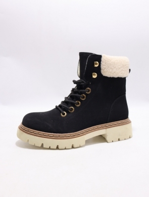 Botki damskie ocieplane na płaskim (36-41) F6278 BLACK