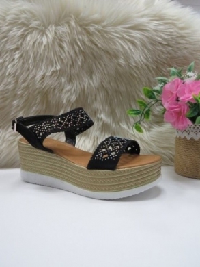 Sandały damskie na koturnie (36-41) 4202 BLACK