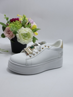 Buty sportowe damskie na płaskim (36-41) 1711 WHITE/GOLD