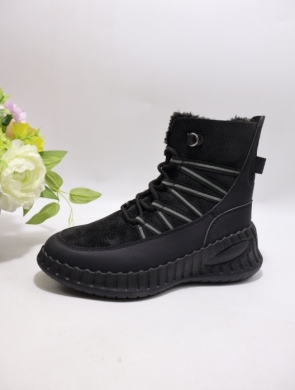 Botki damskie ocieplane na płaskim (36-41) 54001-21 BLACK