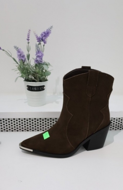 Botki damskie ocieplane na obcasie (36-41) 6397 BROWN-SKORA