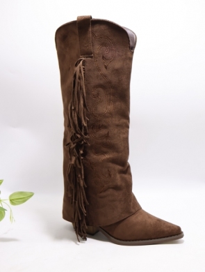 Kozaki damskie ocieplane na obcasie (36-41) H8-1063 BROWN