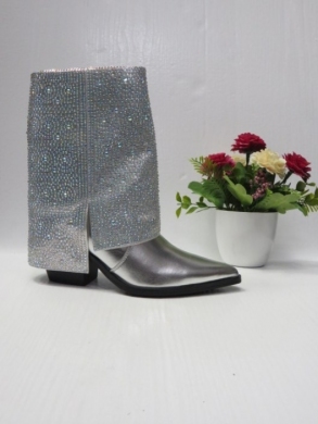 Botki damskie ocieplane na obcasie (36-41) 52011 SILVER