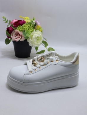 Buty sportowe damskie na płaskim (36-41) B1702 WH/GOLD
