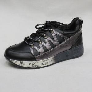 Buty sportowe damskie na koturnie (36-41) C19-7667-5 BLACK