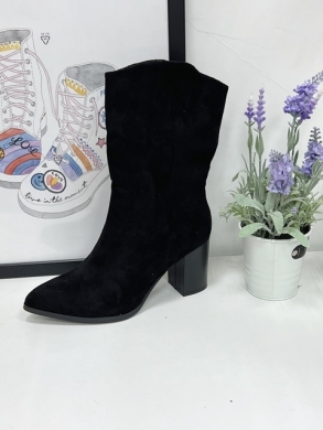 Kozaki damskie na obcasie (36-41) 8613 BLACK