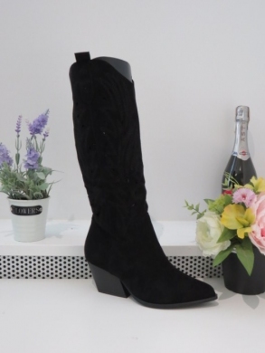Kozaki damskie na obcasie (36-41) 8576 BLACK