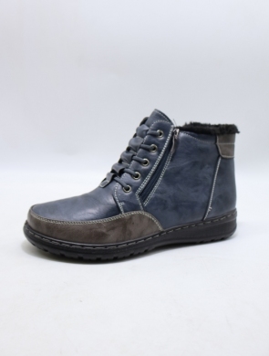 Botki damskie ocieplane na płaskim (36-42) 26319-226 BLUE/GREY