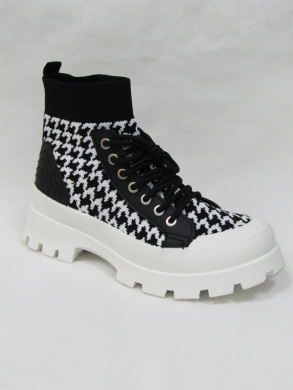 Botki damskie na płaskim (36-41) PC25 BLACK/WH