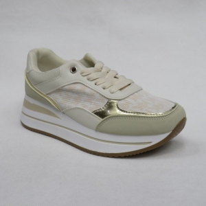 Buty sportowe damskie na koturnie (36-41) Q01 BEIGE