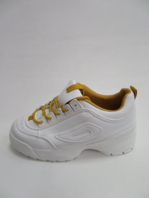 Buty sportowe damskie na koturnie (36-41) B02 WHITE/YELLOW