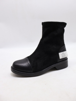 Botki damskie ocieplane na płaskim (36-41) H1711 BLACK