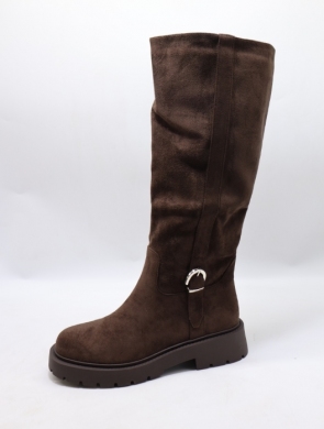 Kozaki damskie na płaskim (36-41) 2509 BROWN