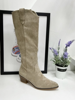 Kozaki damskie ocieplane na obcasie (36-41) 8618 KHAKI