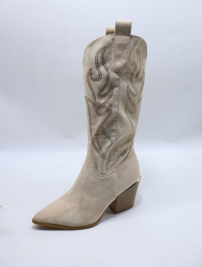 Kozaki damskie na obcasie (36-41) A9573 BEIGE