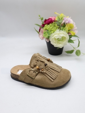 Klapki damskie na płaskim (36-41) NS015 KHAKI