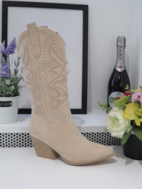 Kozaki damskie na obcasie (36-41) RQ457 BEIGE