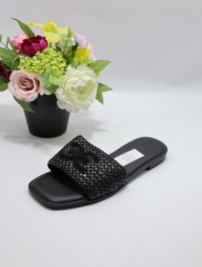 Klapki damskie na płaskim (36-41) S925-4 BLACK