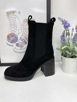 Botki damskie ocieplane na obcasie (36-41) 8600 BLACK