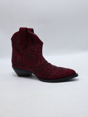 Botki damskie na obcasie (36-41) 7663 WINE