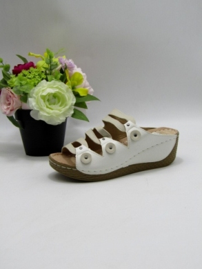 Klapki damskie na koturnie (36-41) H8013-1 BEIGE/WHITE