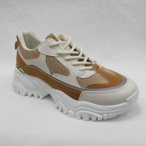 Buty sportowe damskie na płaskim (36-41) AB897 BEIGE/KHAKI
