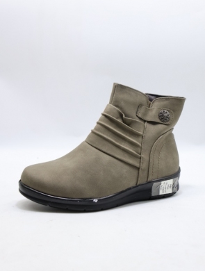 Botki damskie ocieplane na płaskim (37-42) CK225-02 KHAKI