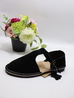 Sandały damskie na płaskim (36-41) S-326 BLACK-SKÓRA