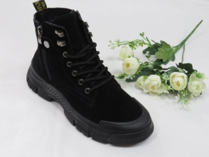 Botki damskie ocieplane na płaskim (36-41) NB568 BLACK