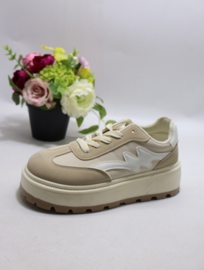 Buty sportowe damskie na płaskim (36-41) 25802 BEIGE