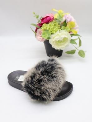 Klapki damskie z futerkiem (36-41) 218 GREY