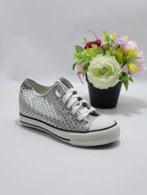 Trampki damskie na płaskim (36-41) B347 SILVER