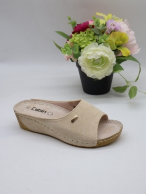 Klapki damskie na koturnie (36-41) C9912-5 BEIGE