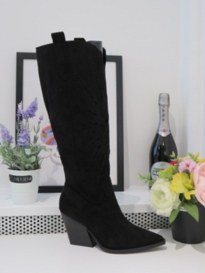 Kozaki damskie na obcasie (36-41) 8676 BLACK