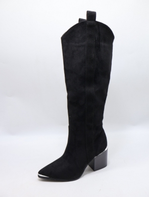 Kozaki damskie ocieplane na obcasie (36-41) 9578-1 BLACK