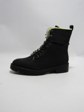 Botki damskie ocieplane na płaskim (36-41) F 6065 BLACK