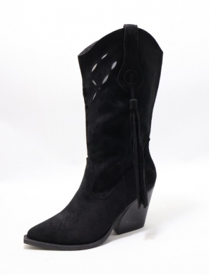 Kozaki damskie na obcasie (36-41) 2304 BLACK