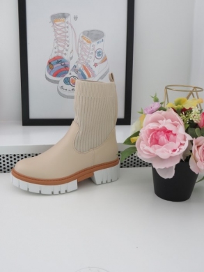 Botki damskie na płaskim (36-41) 5655 BEIGE