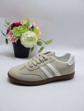 Buty sportowe damskie na płaskim (36-41) 77663 BEI/WHITE