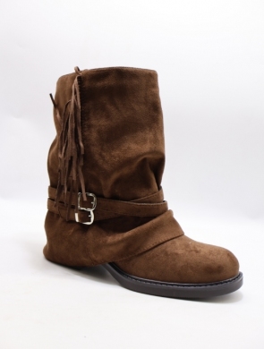 Botki damskie ocieplane na obcasie (36-41) Q383 BROWN