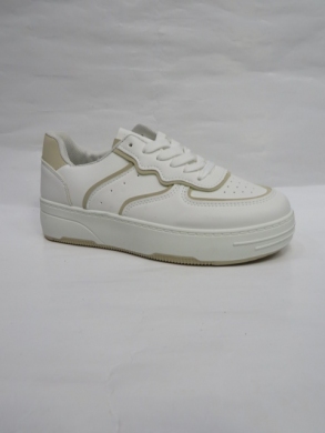 Buty sportowe damskie na płaskim (36-41) 28521 WHI/KHAKI