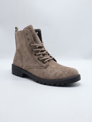 Botki damskie ocieplane na płaskim (36-41) T1536 KHAKI/MIC