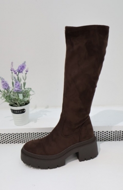 Kozaki damskie na obcasie (36-41) 9671A-1 BROWN
