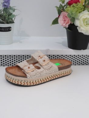 Klapki damskie na koturnie (36-41) LS563 BEIGE